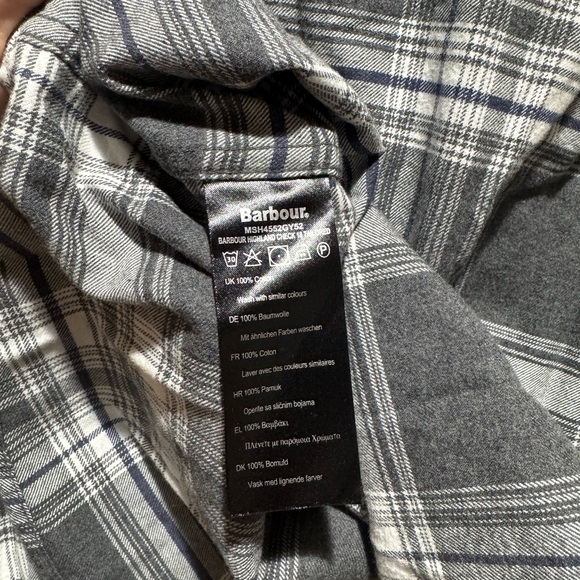 BARBOUR GREY PLAID FLANNEL BUTTON UP SHIRT Men’s M - Picture 9 of 11